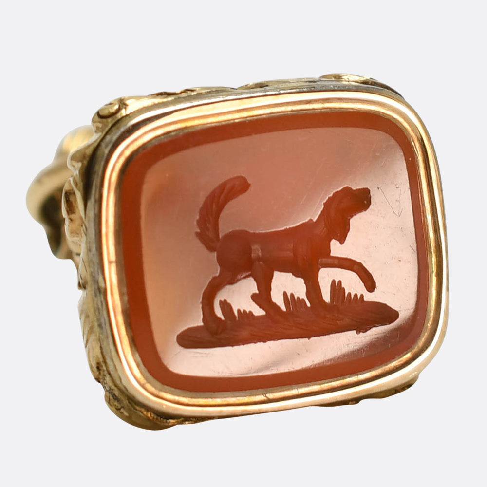 Georgian Carnelian “Man’s Best Friend” Dog Seal Fob Pendant