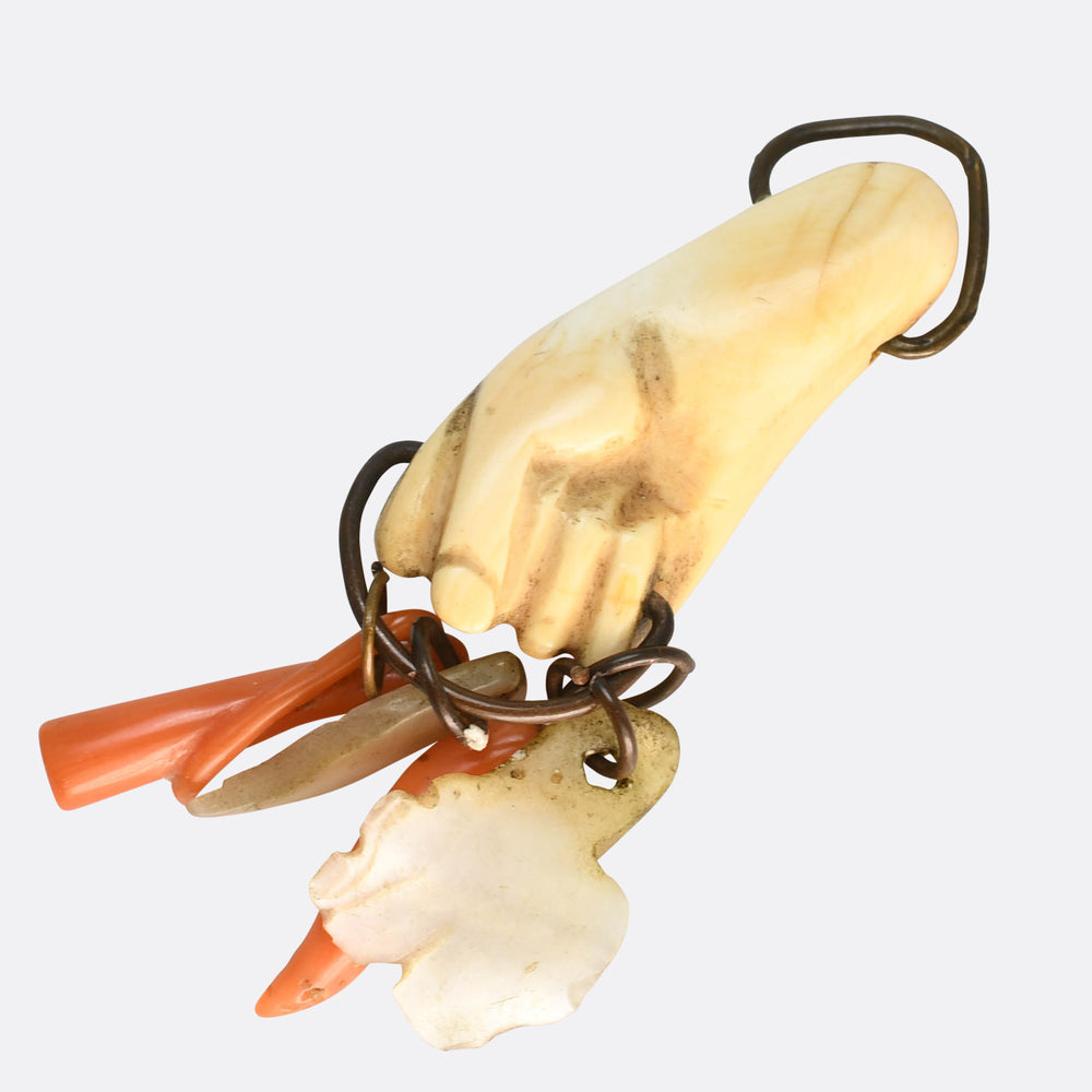 Georgian Conch Hand With Collection Of Amulets Pendant