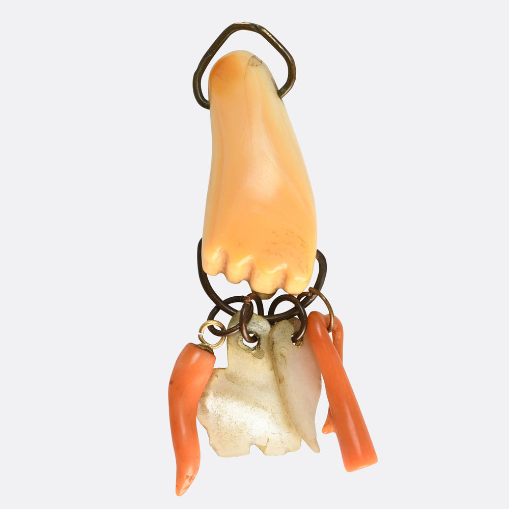 Georgian Conch Hand With Collection Of Amulets Pendant