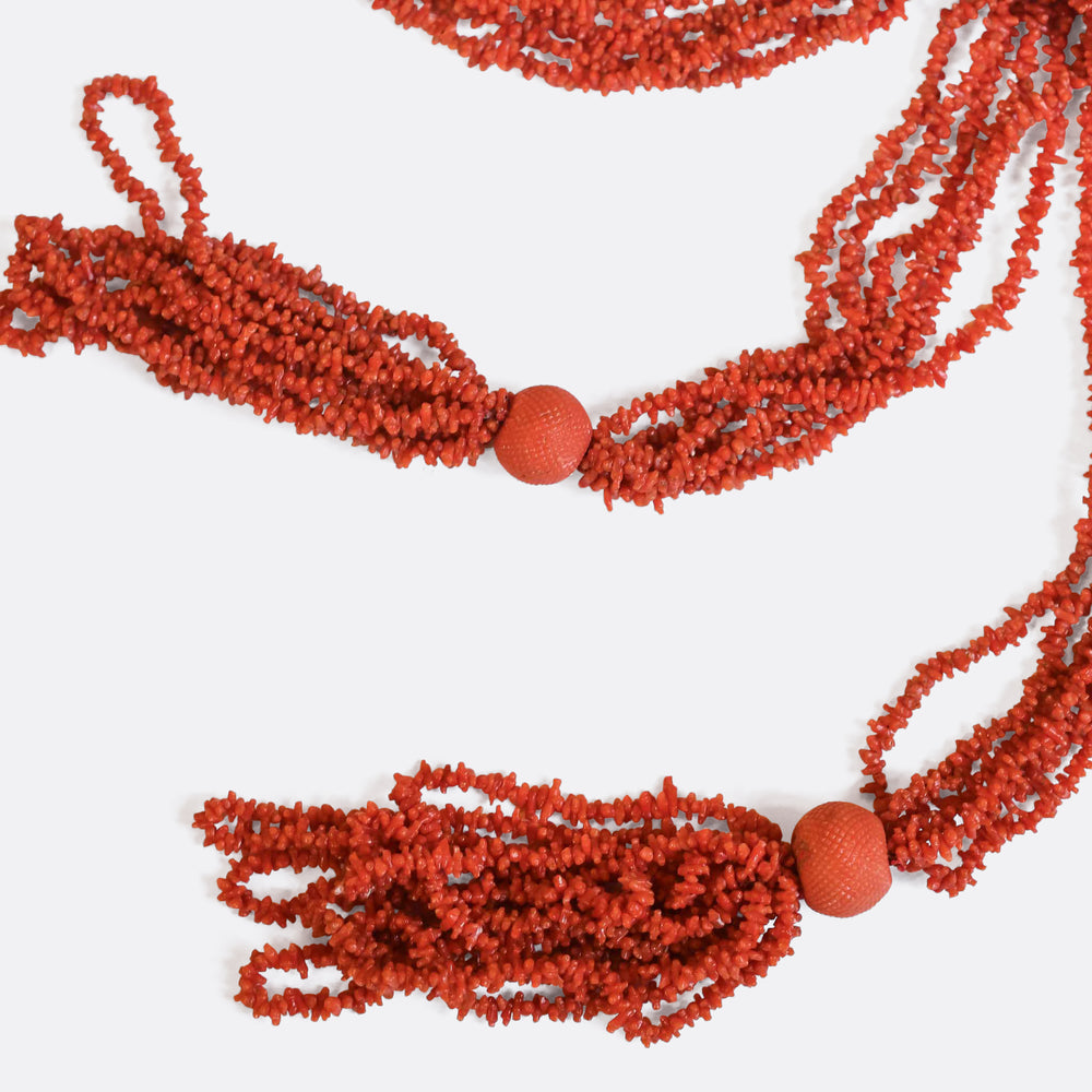 Georgian Coral Bead Sautoir Necklace