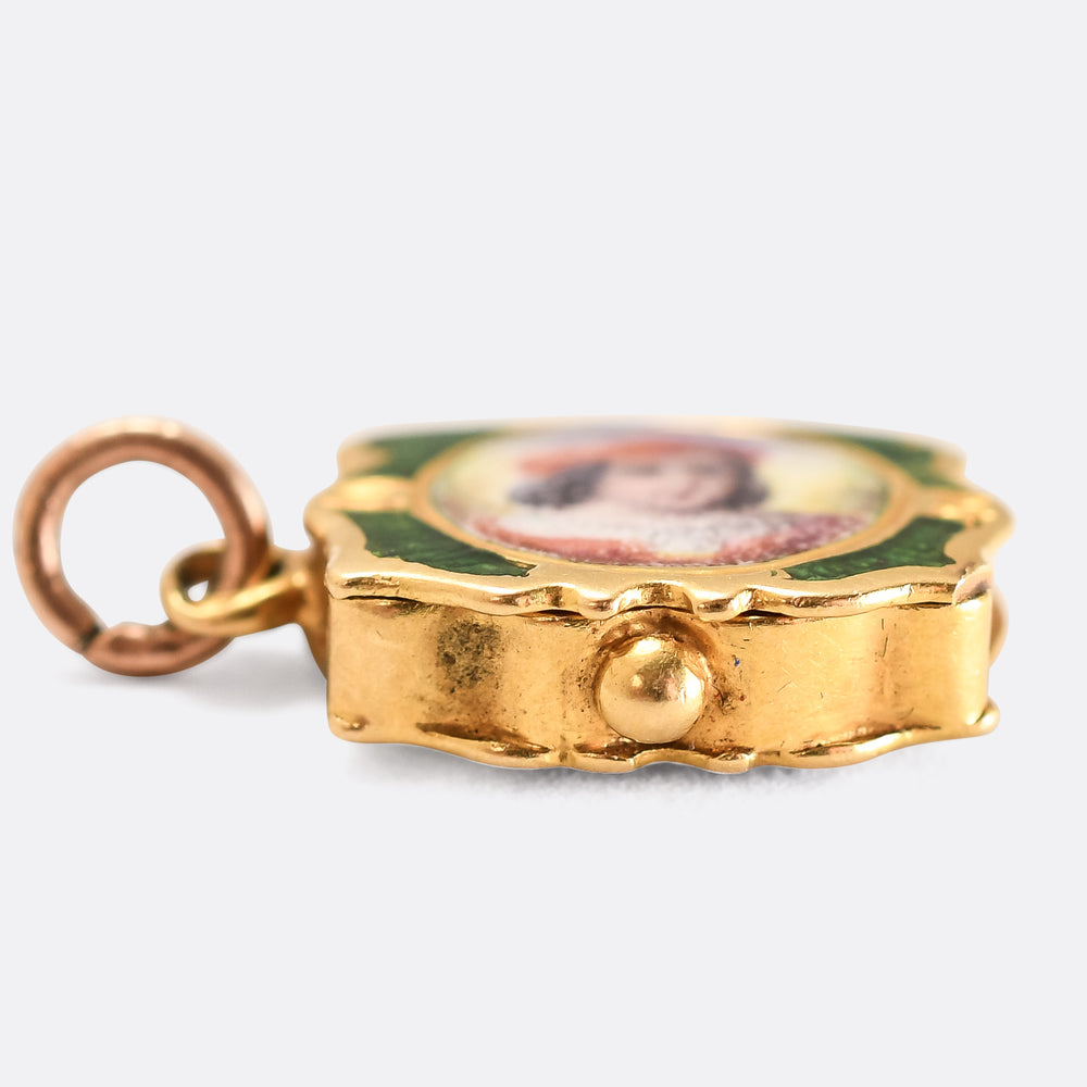 Georgian Enamelled Miniature Purse Locket Charm