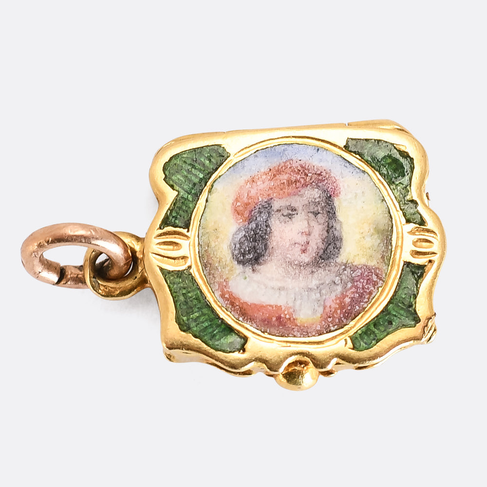 Georgian Enamelled Miniature Purse Locket Charm