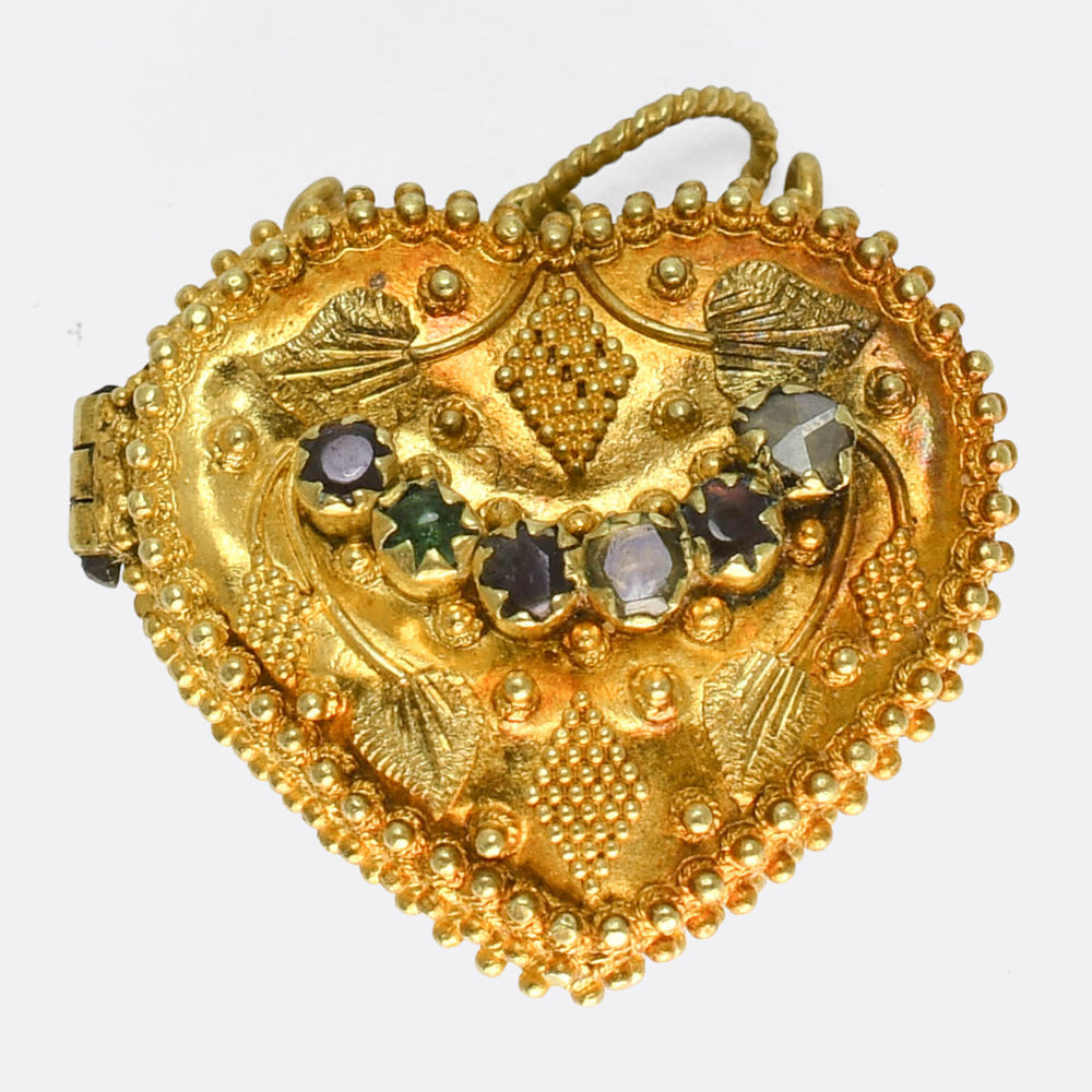 Georgian Regency Acrostic REGARD Heart Locket