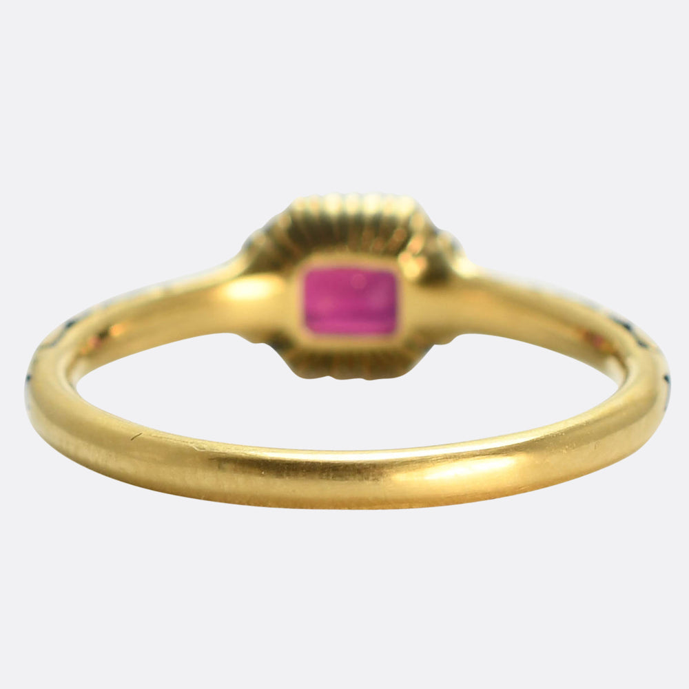 Georgian Revival Burma Ruby & Enamel Ring