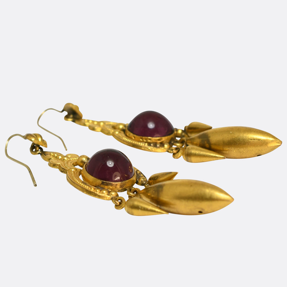 High Victorian Amethyst & Pinchbeck Torpedo Drop Earrings