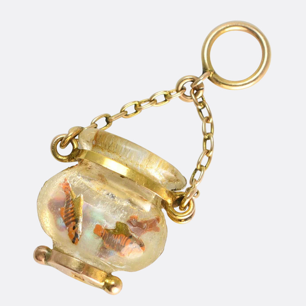 Late Victorian Essex Crystal Fish Bowl Charm