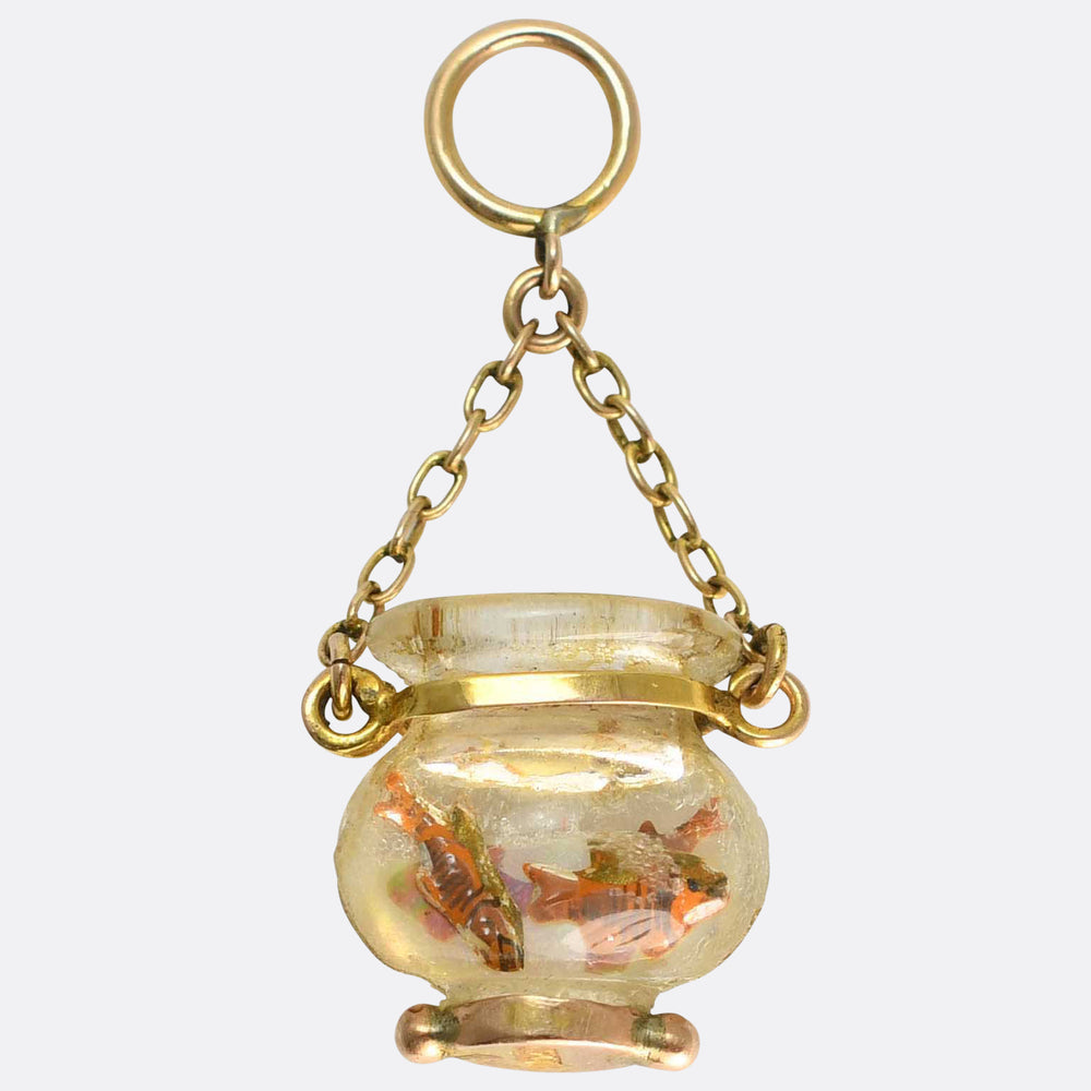 Late Victorian Essex Crystal Fish Bowl Charm