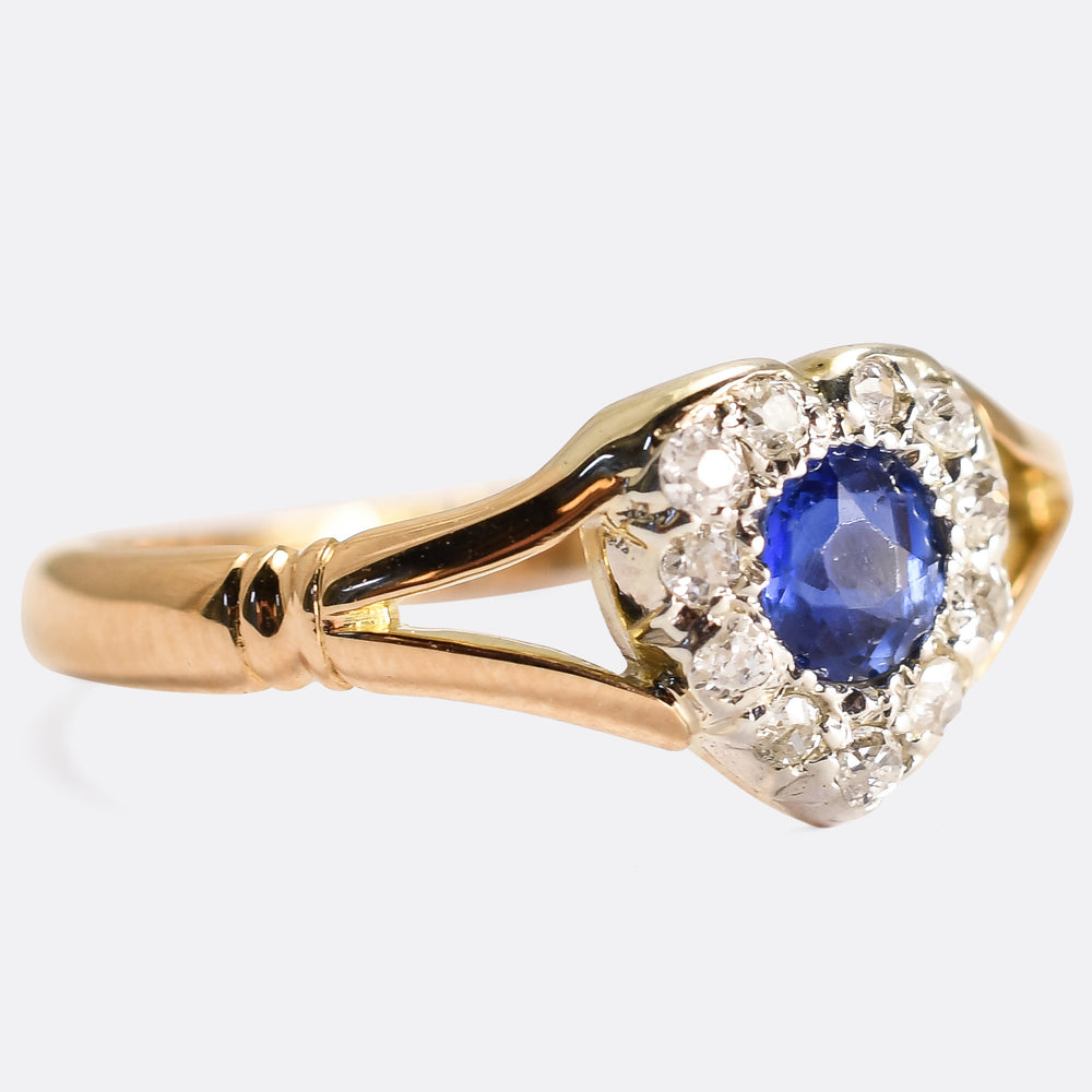 Late Victorian Sapphire & Diamond Heart Cluster Ring