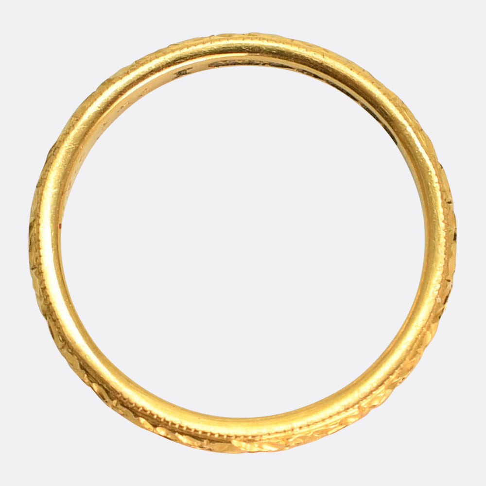 Mid-Century 22k Gold Engraved Band Ring