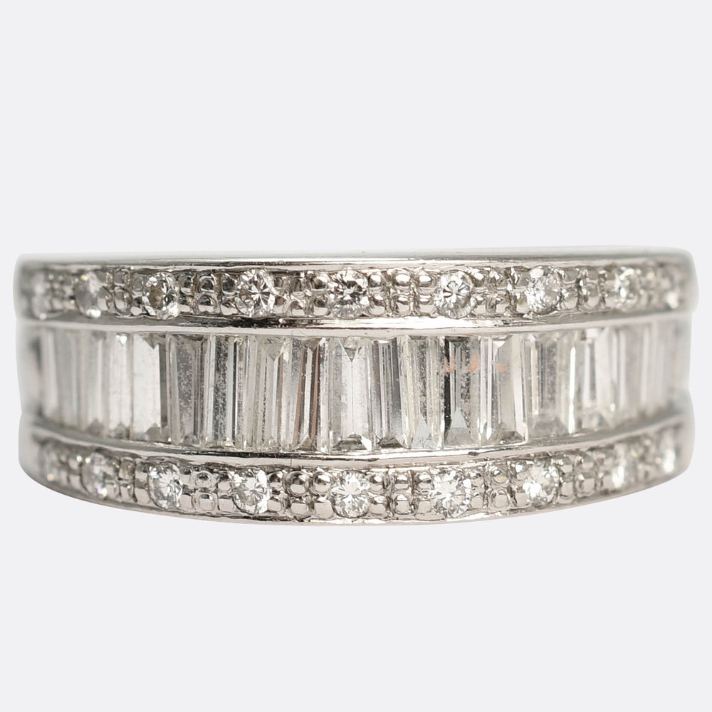 Mid-Century Baguette Diamond Half Eternity Ring