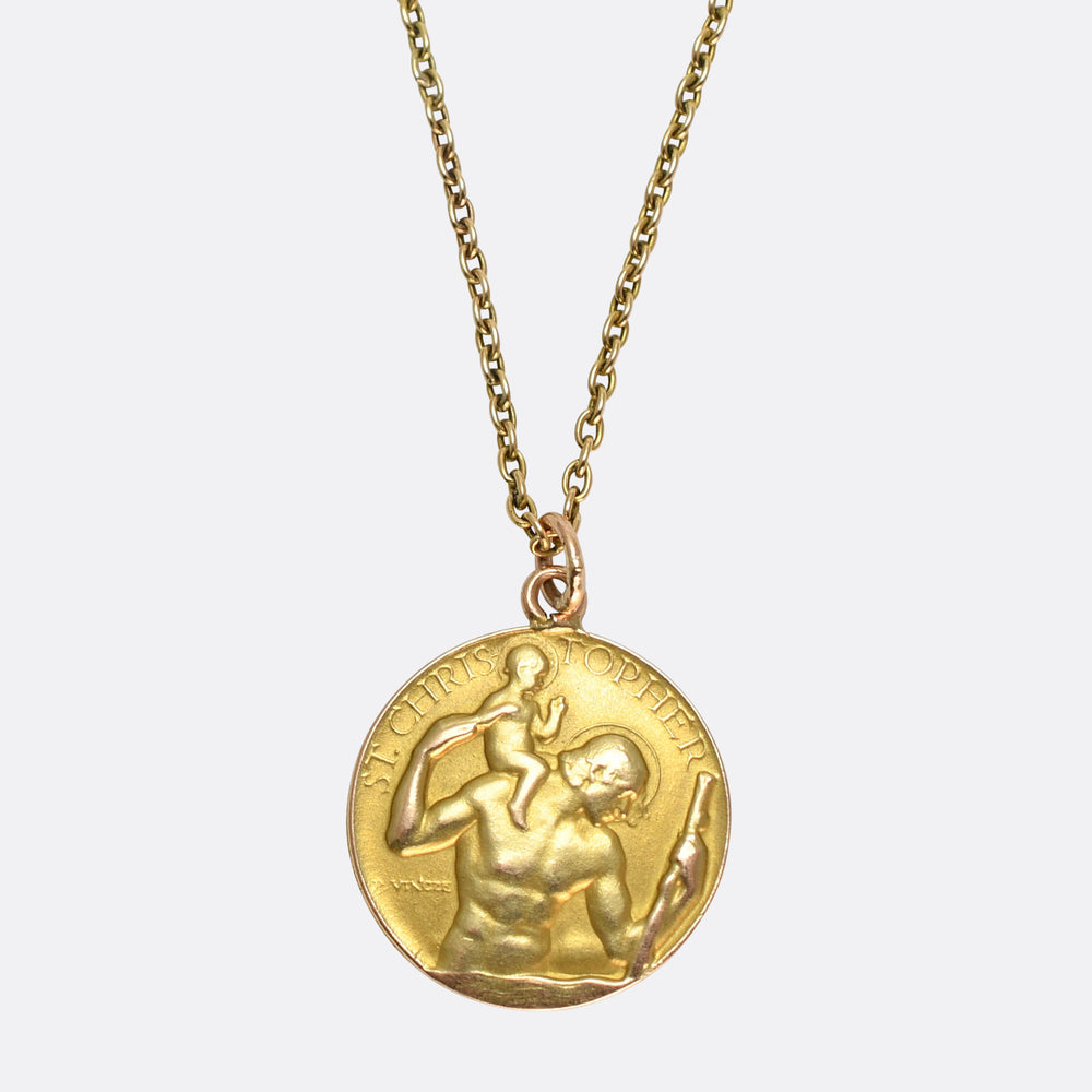 Mid-Century Gold St Christopher Medallion by Paul Vincze