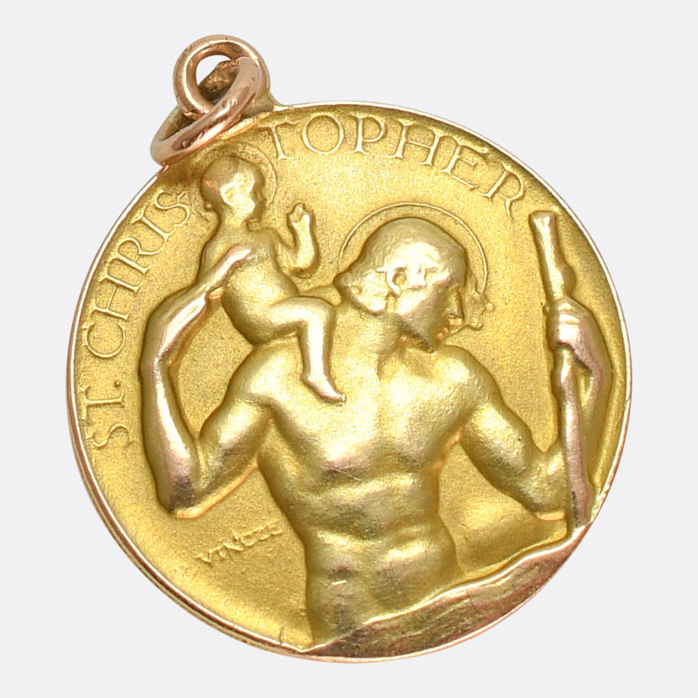 Mid-Century Gold St Christopher Medallion by Paul Vincze