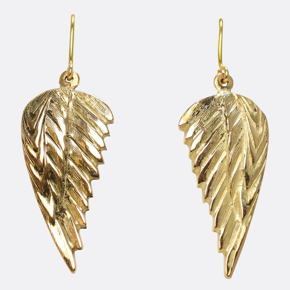 Mid-Century Gold Wing Drop Earrings