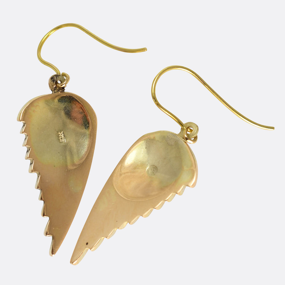 Mid-Century Gold Wing Drop Earrings