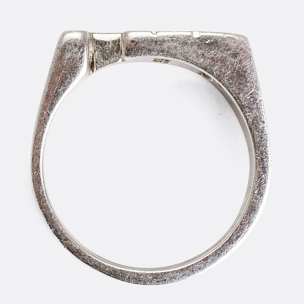 Oversized J.H Silver Initial Ring