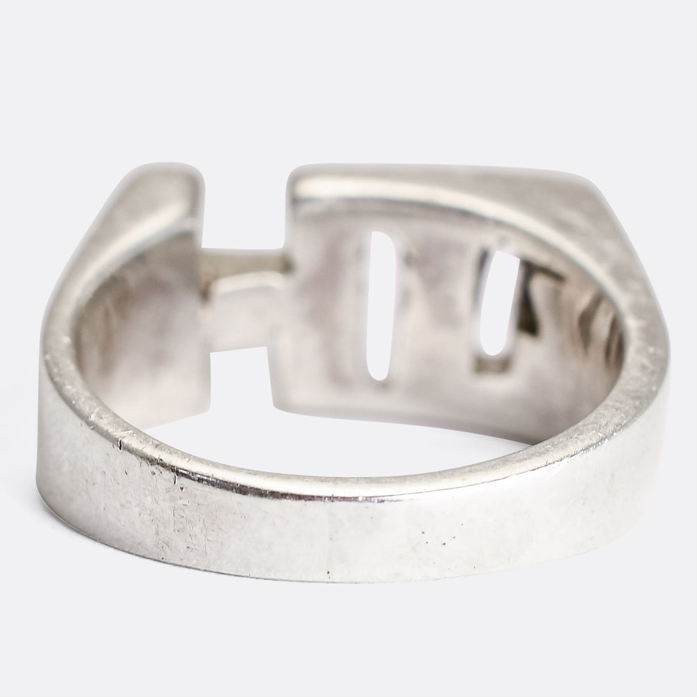 Oversized J.H Silver Initial Ring