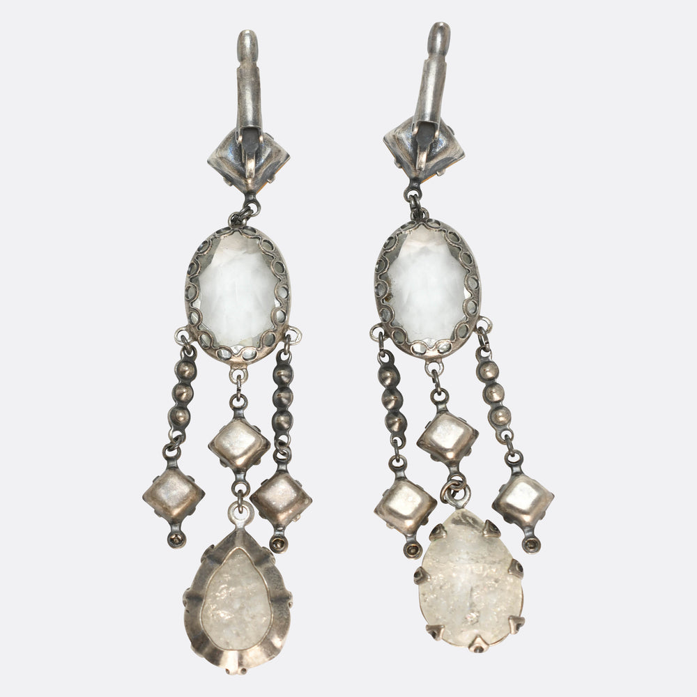 Silver Crystal Multi-Drop Earrings