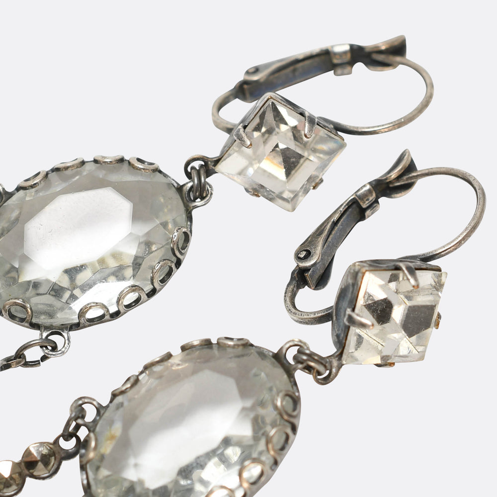 Silver Crystal Multi-Drop Earrings