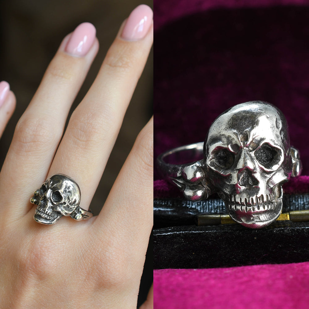 Victorian French Silver Skull Ring