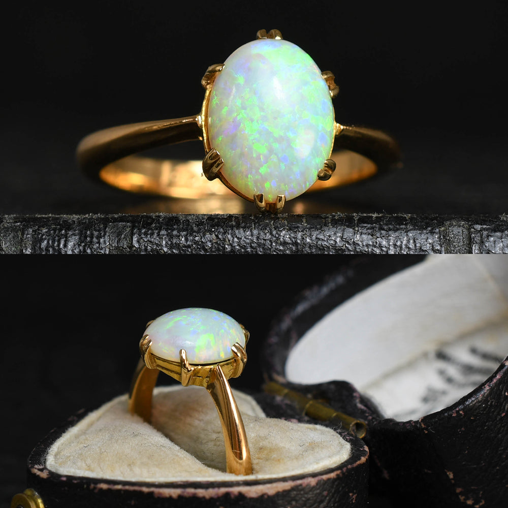 Art Deco 22k Gold Opal Solitaire Ring