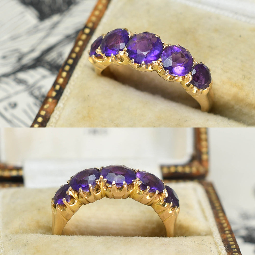 Victorian Amethyst 5-Stone Half Hoop Ring