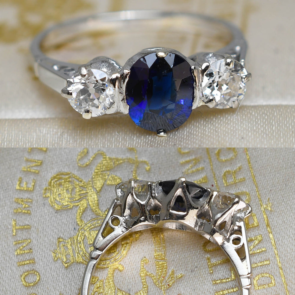 Edwardian Sapphire & Diamond 3-Stone Ring