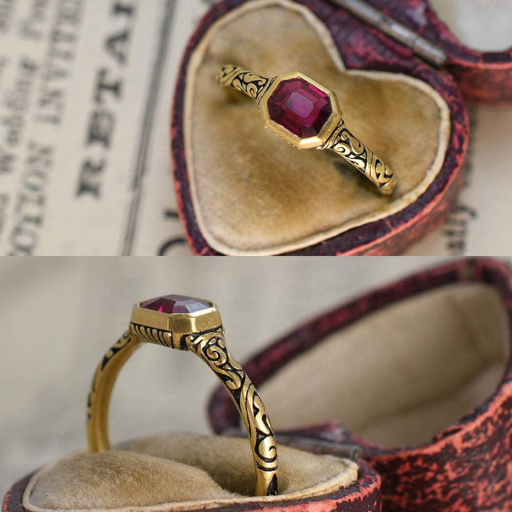 Georgian Revival Burma Ruby & Enamel Ring