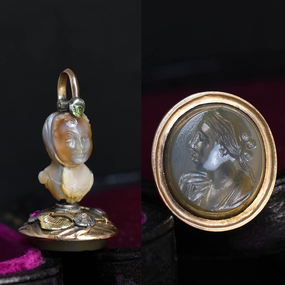 Early Georgian Agate Moorish Prince Fob Pendant