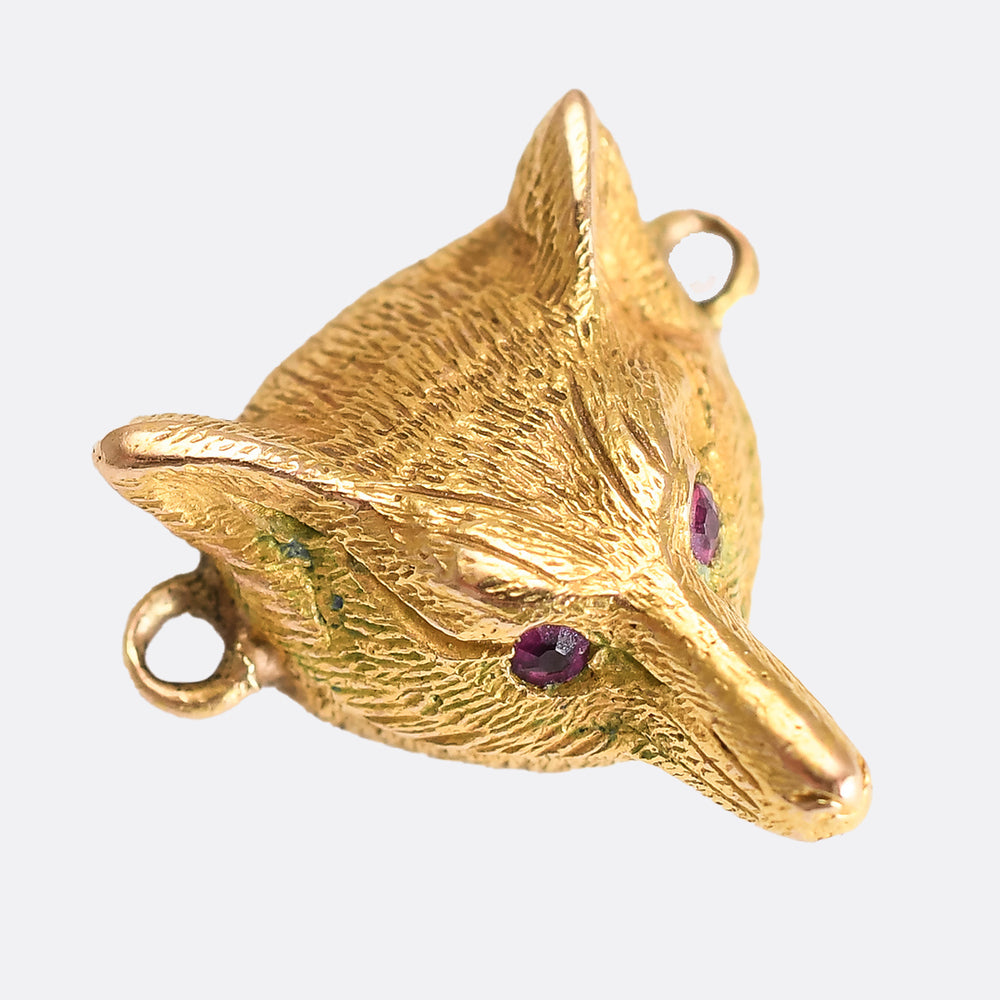 Victorian 15k Gold Ruby Fox Charm