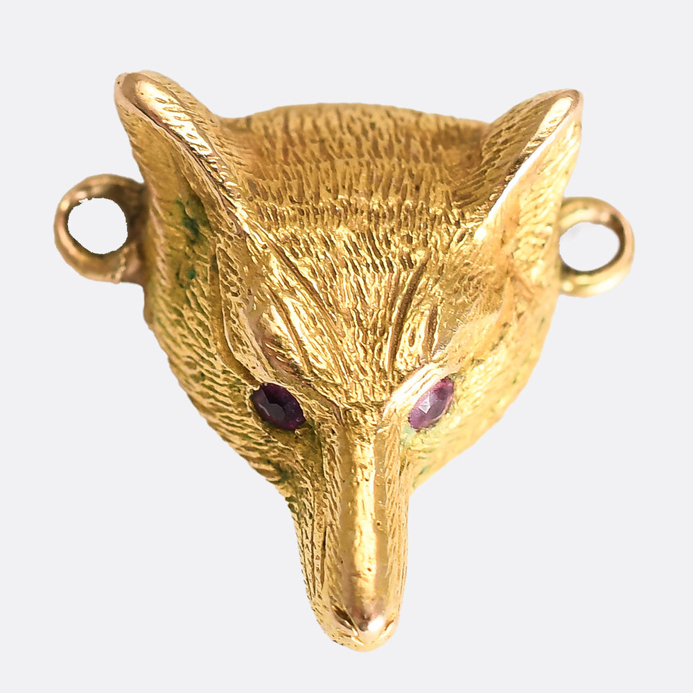 Victorian 15k Gold Ruby Fox Charm