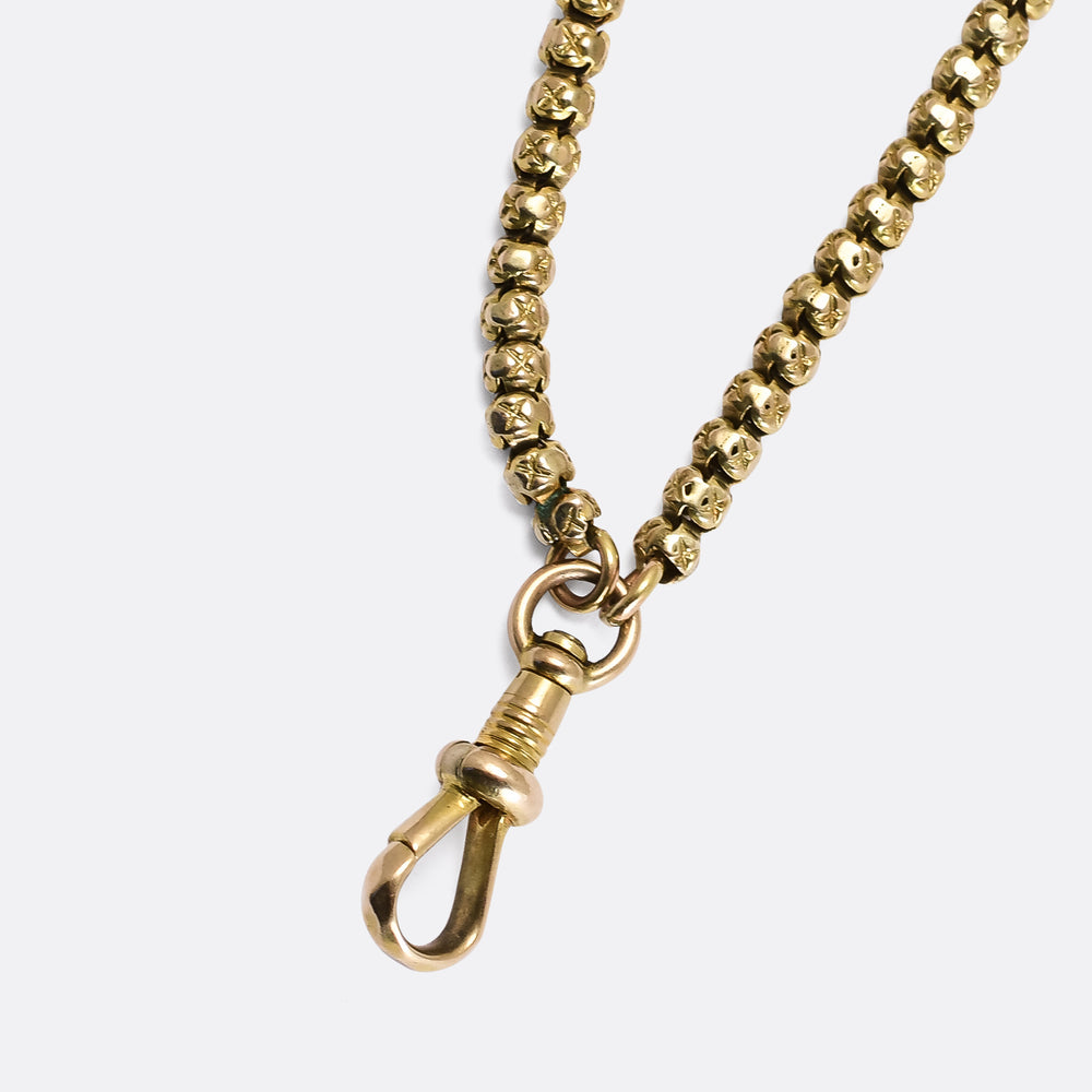 Victorian 9k Gold Box-Link Long Guard Chain, 61