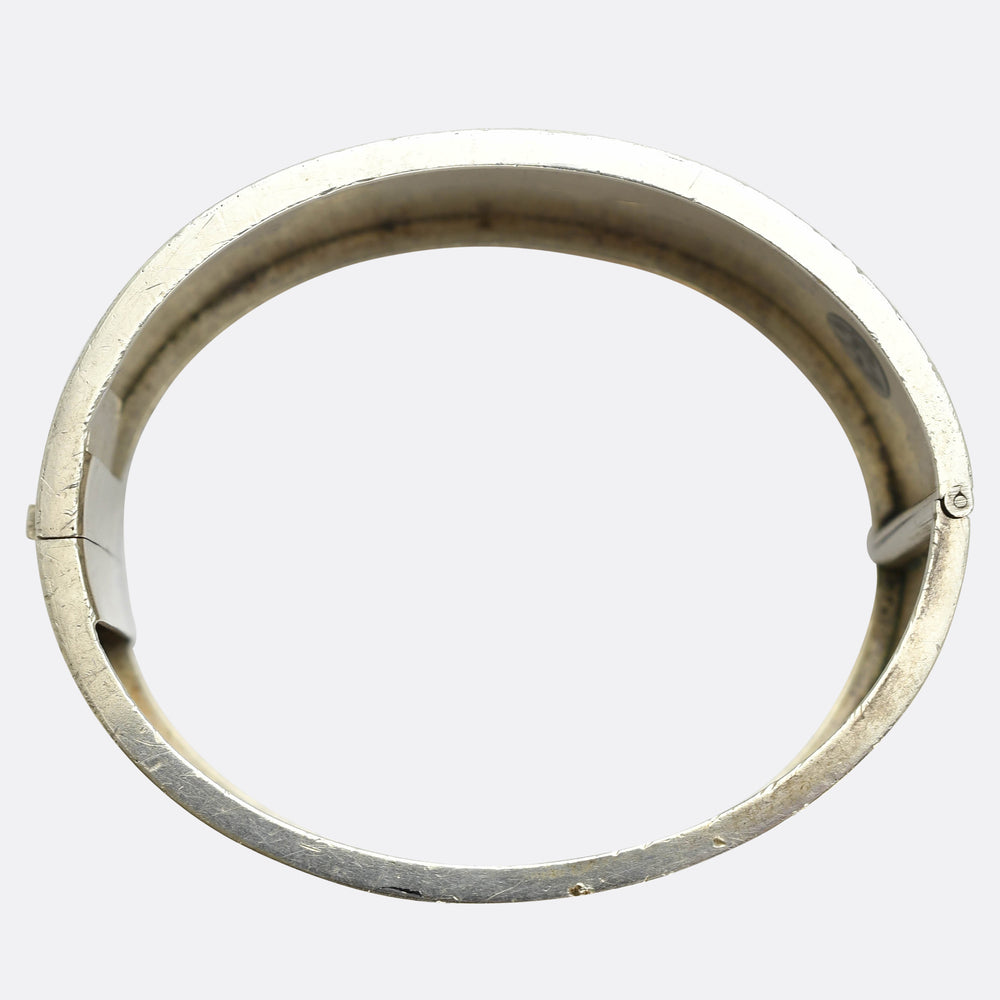 Victorian Aesthetic Movement Silver & Gold Cuff Bangle