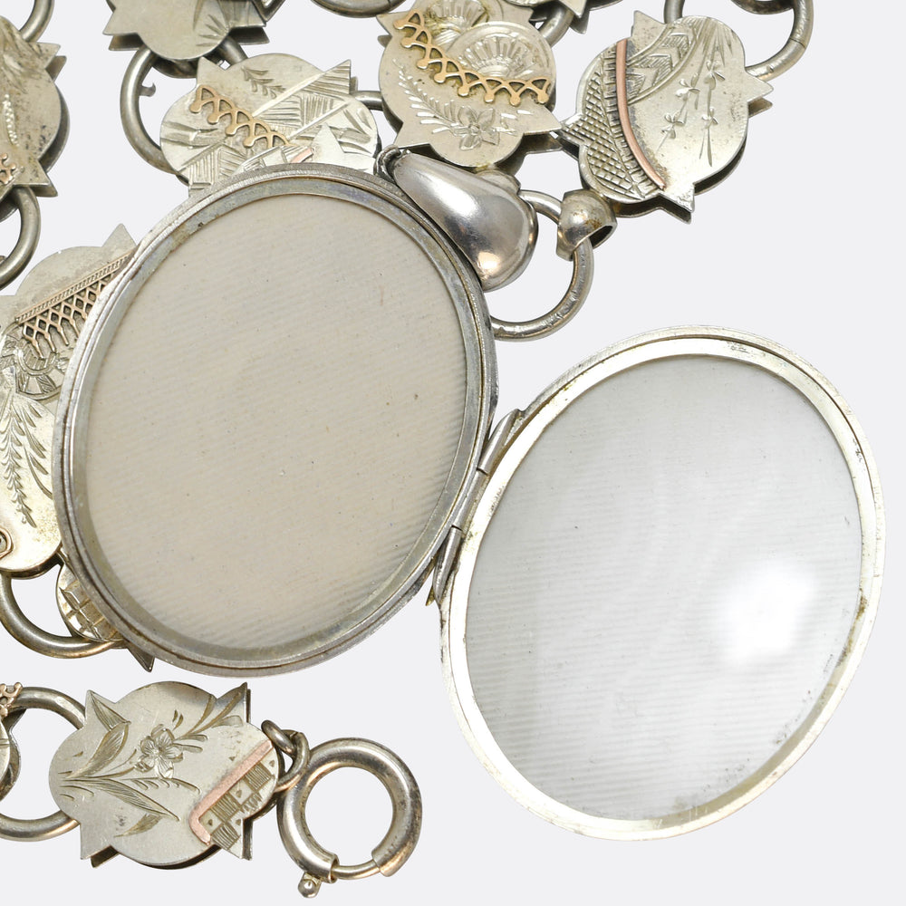 Victorian Aesthetic Silver Locket & Collar