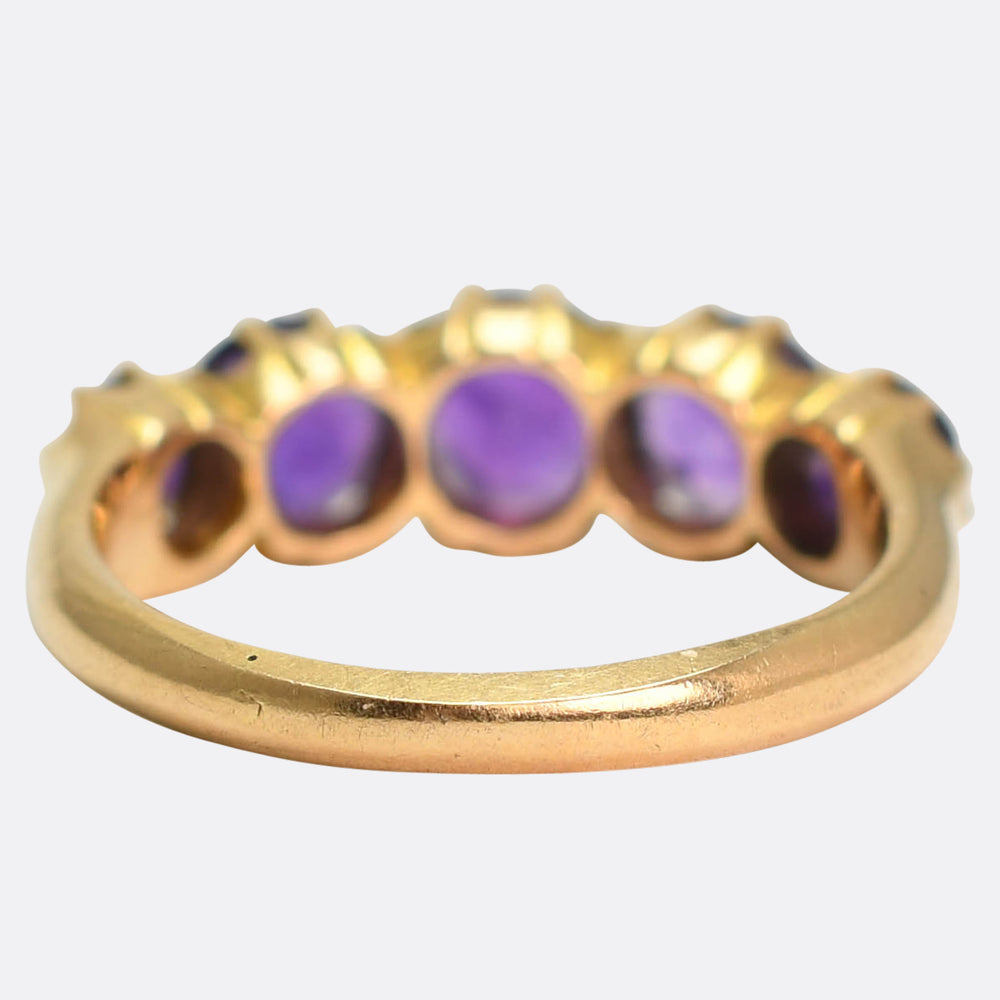 Victorian Amethyst 5-Stone Half Hoop Ring