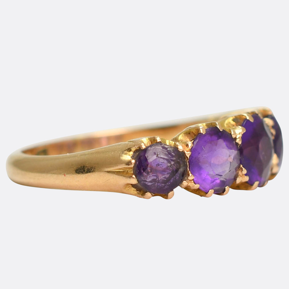 Victorian Amethyst 5-Stone Half Hoop Ring