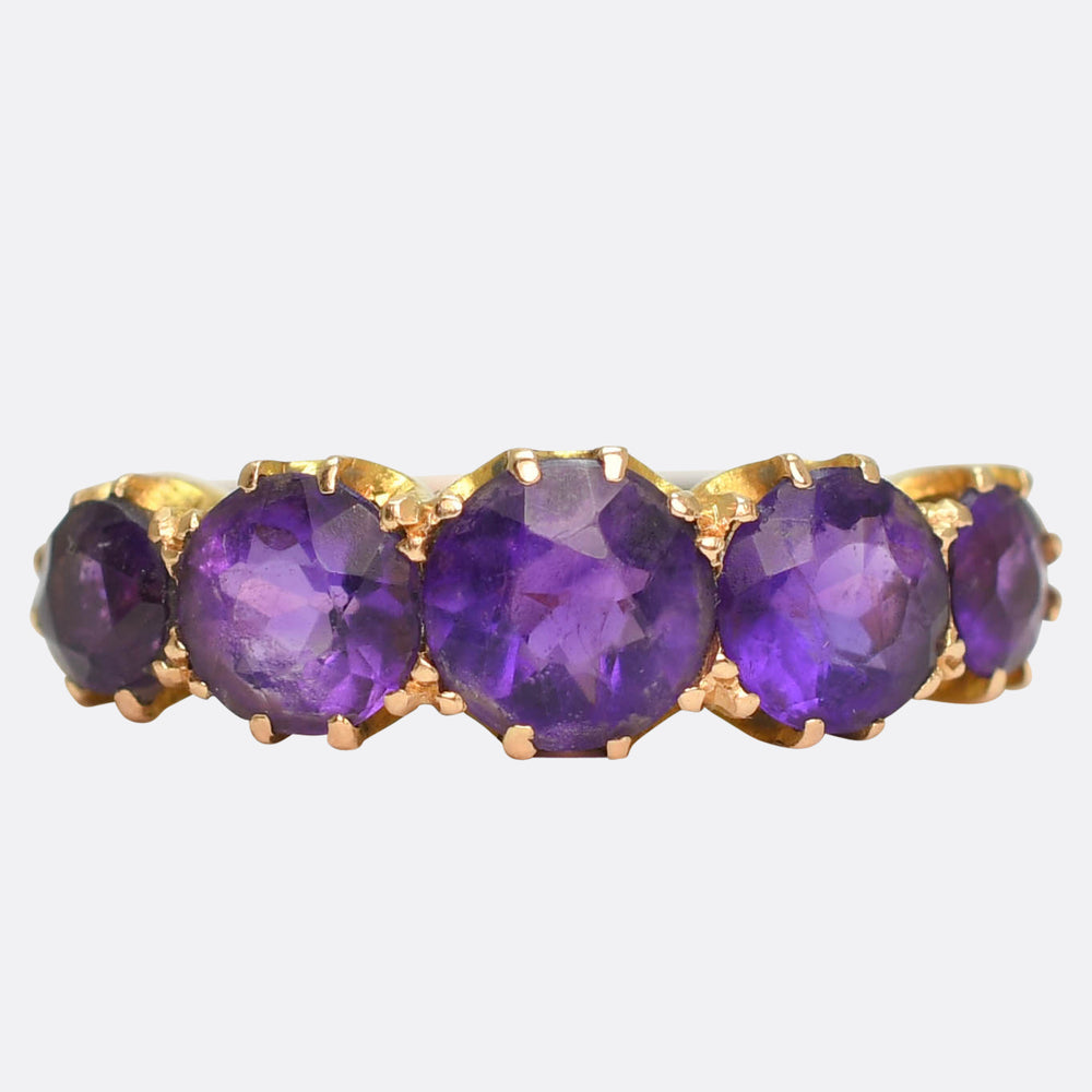 Victorian Amethyst 5-Stone Half Hoop Ring