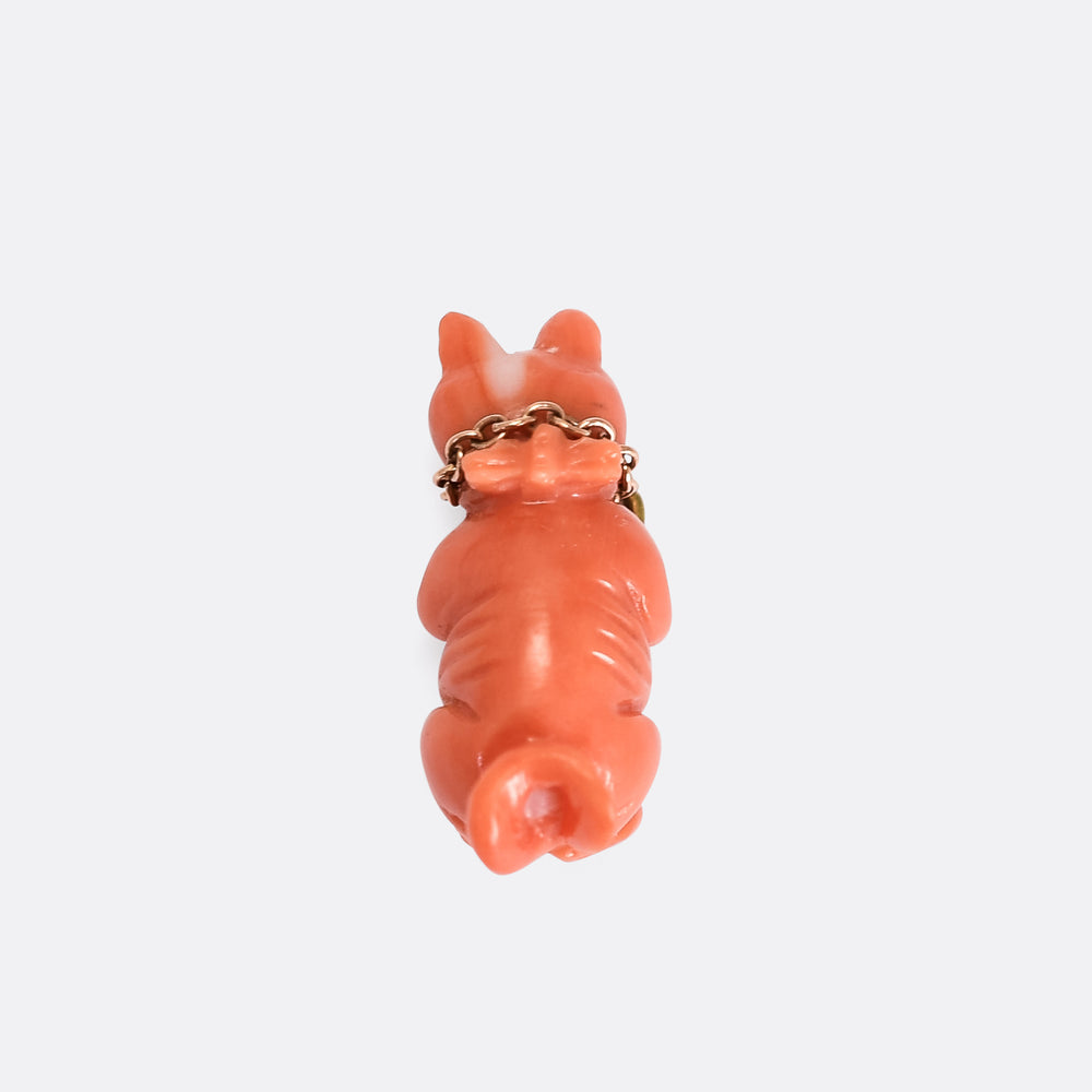 Victorian Coral Cat Charm