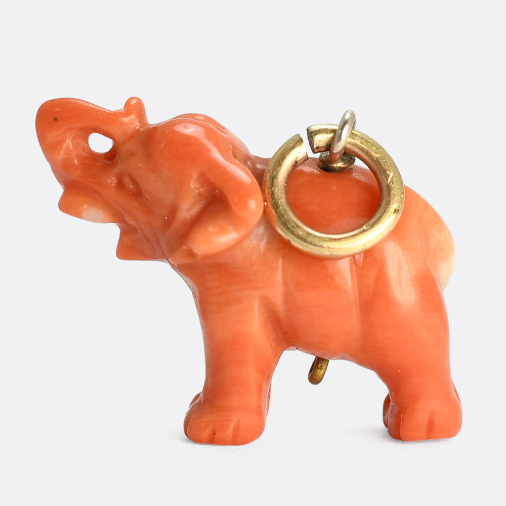 Victorian Coral Elephant Charm