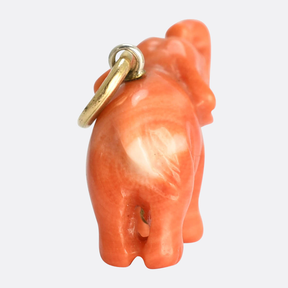 Victorian Coral Elephant Charm