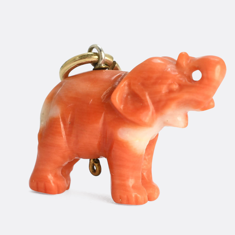 Victorian Coral Elephant Charm