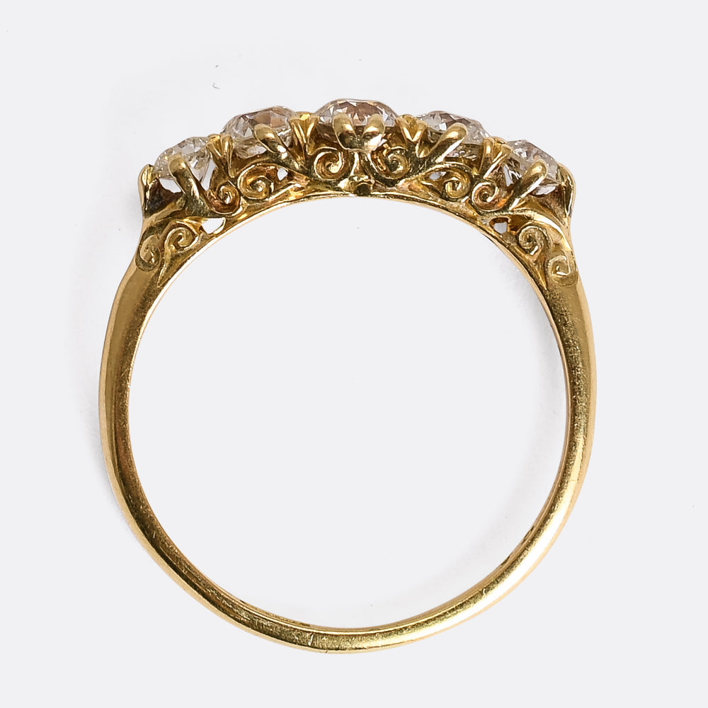 Victorian Diamond 5-Stone Half Hoop Ring