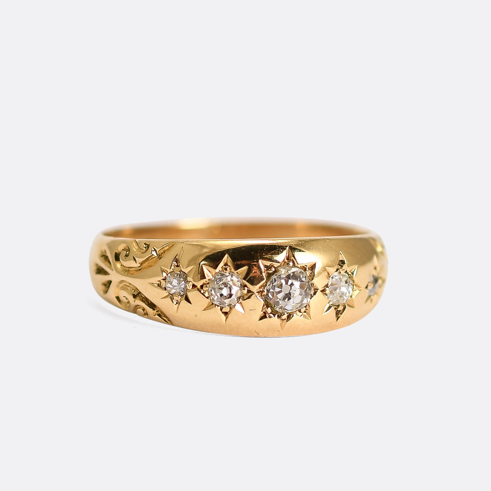 Victorian Diamond 5-Stone Star Gypsy Ring