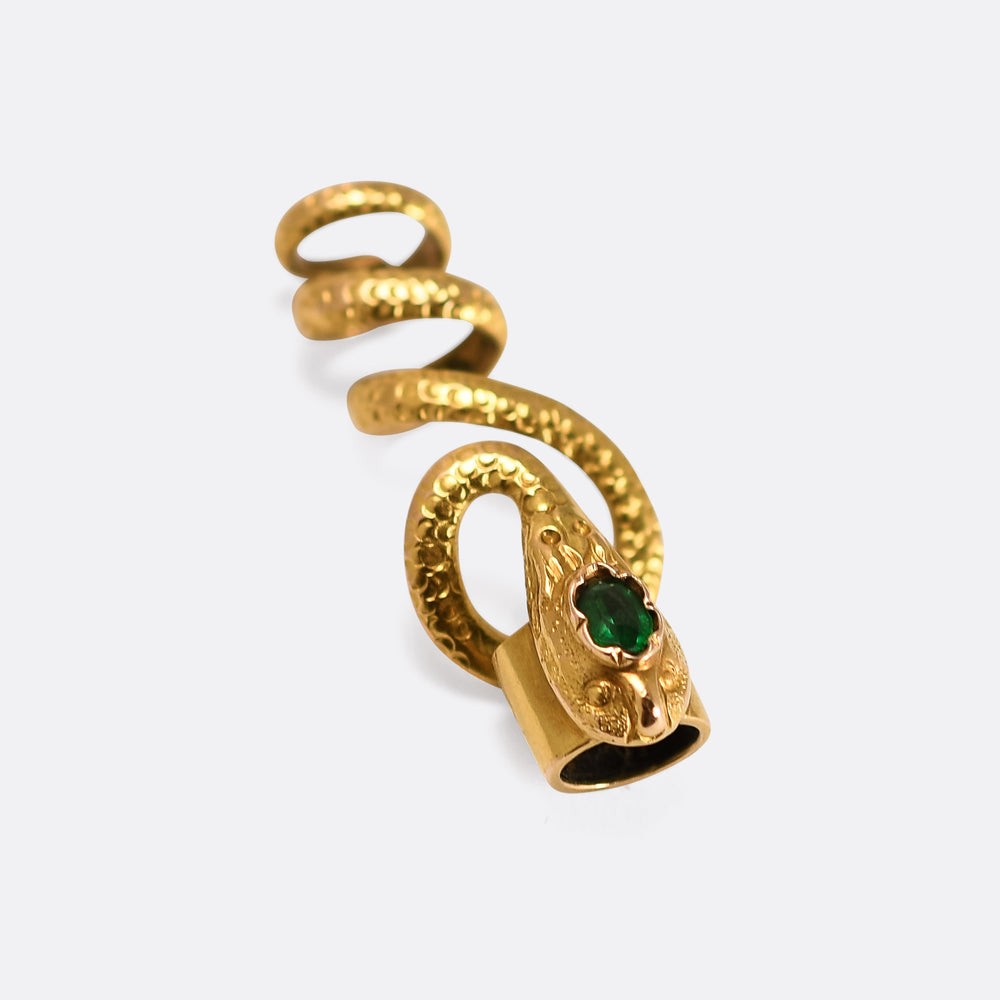 Victorian Emerald Coiled Snake Slider Charm