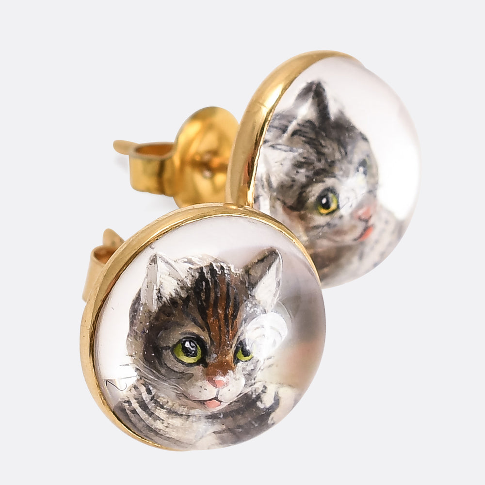 Victorian Essex Crystal Cat Earrings