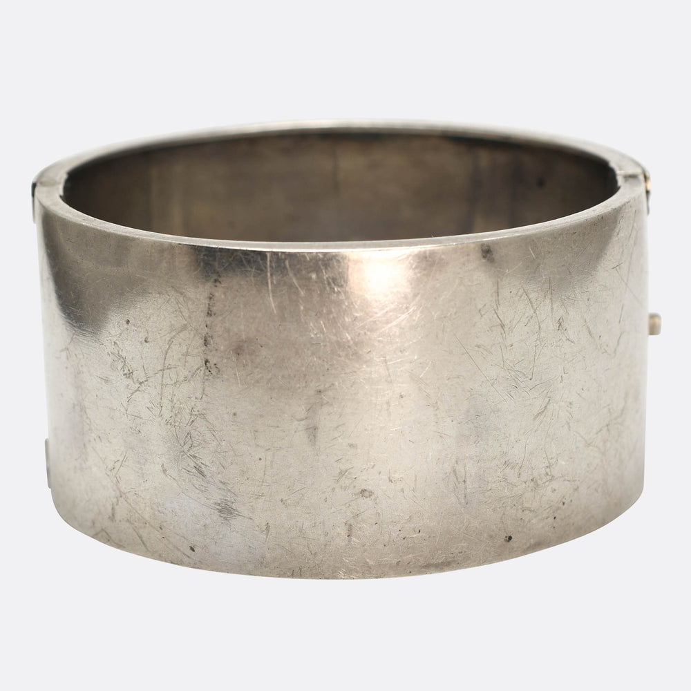 Victorian Floral Silver Cuff Bangle