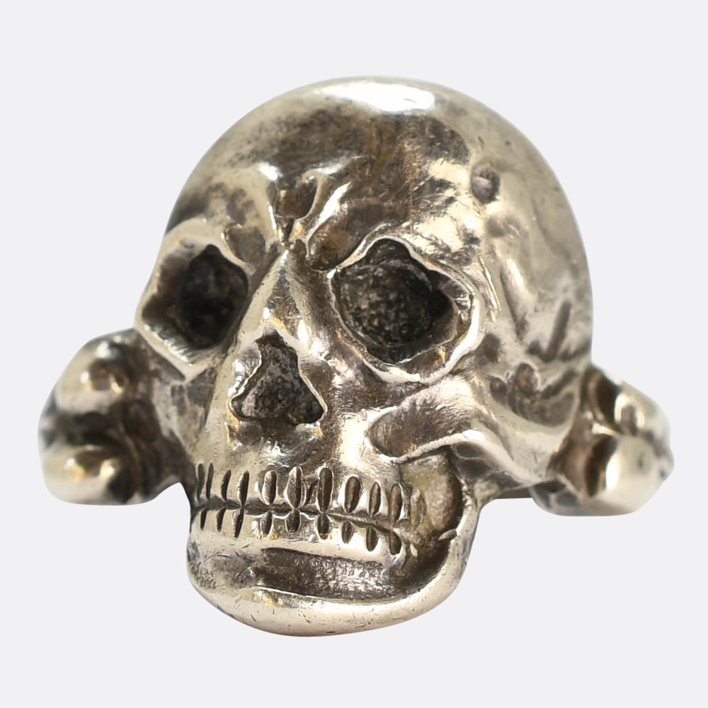 Victorian French Silver Skull Ring