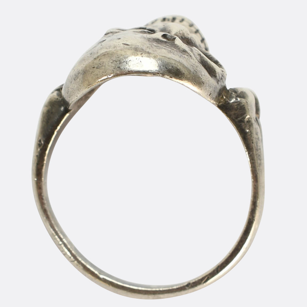 Victorian French Silver Skull Ring