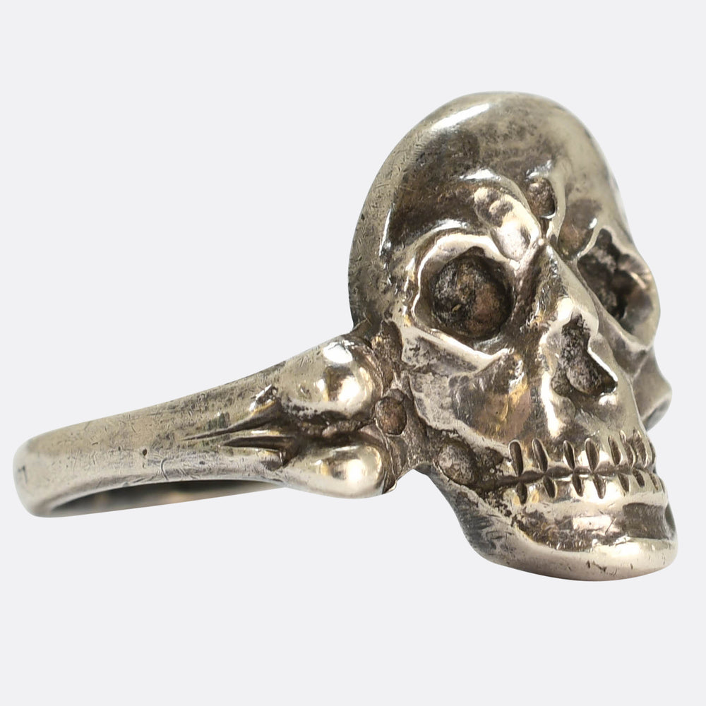 Victorian French Silver Skull Ring