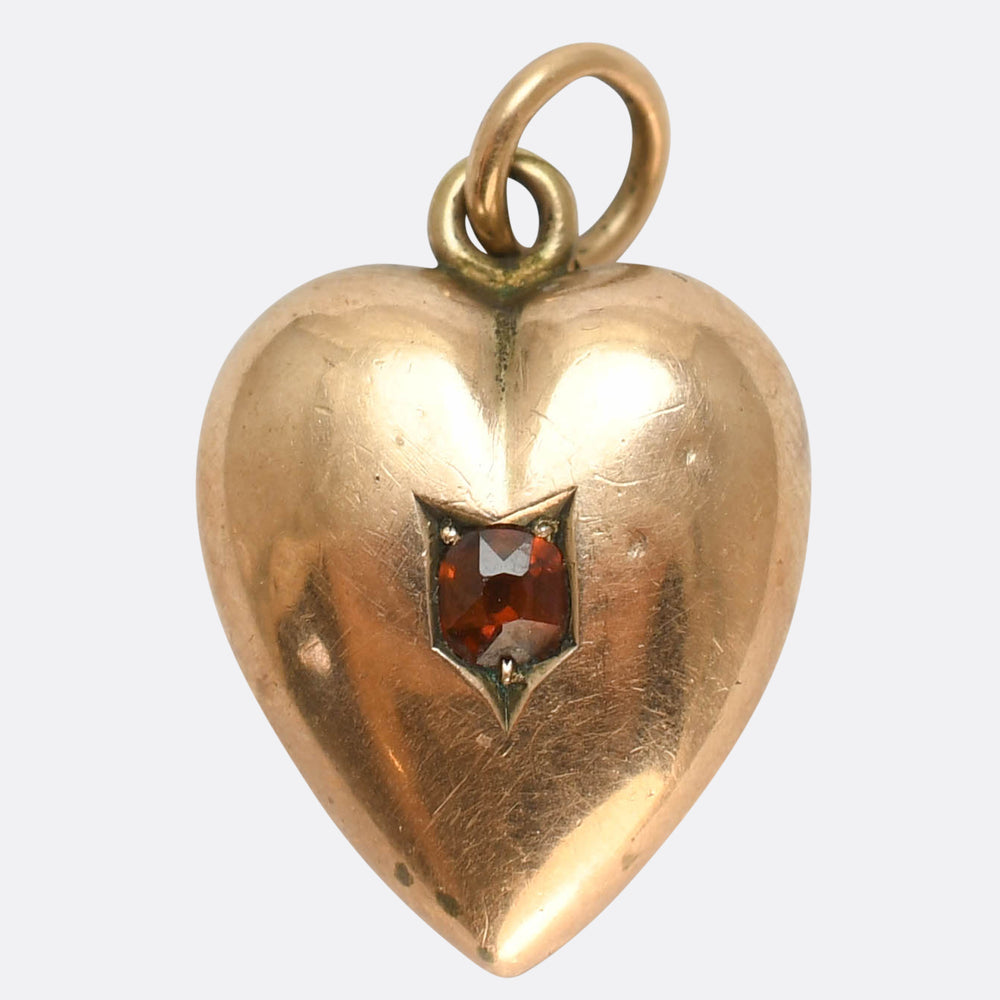 Victorian Garnet Puffed Heat Charm