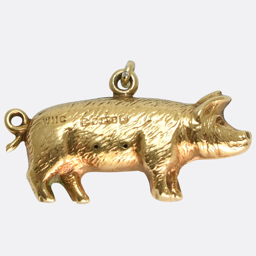 Victorian Gold Lucky Pig Charm